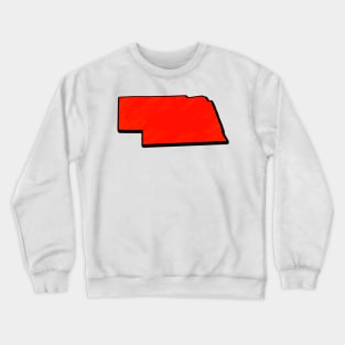 Bright Red Nebraska Outline Crewneck Sweatshirt